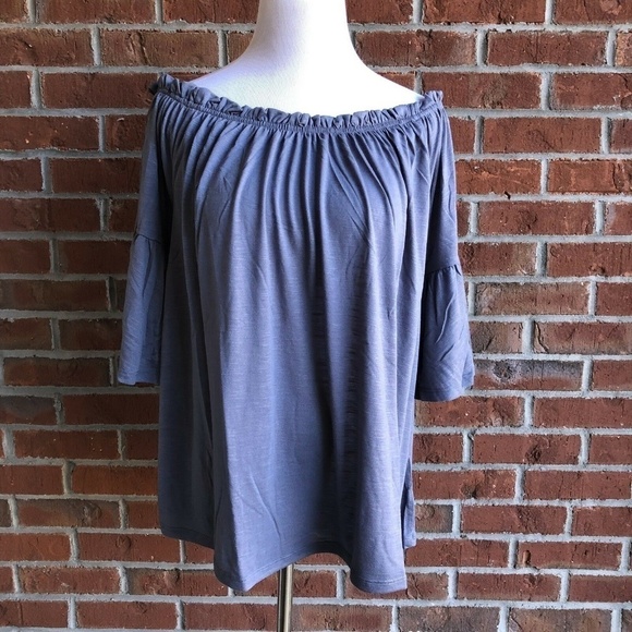 Lane Bryant Off-The Shoulder Bell‎ Sleeve Top - Picture 2 of 5